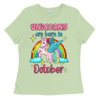 Matcha unicorns are born in october Ladies Tee - Jasminsmagicworld