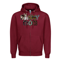 Burgundy bunny mom Zipper Hoodie - CowhideDigitalArt