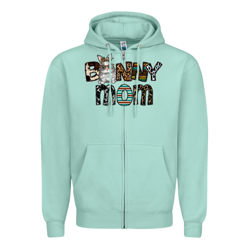 Bunny Mom Zipper Hoodie by CowhideDigitalArt | Teevron