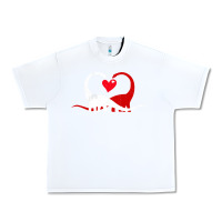 White funny hearts love dinosaur valentine s day gift boys girls Urban Heavy Tee - minhPixels