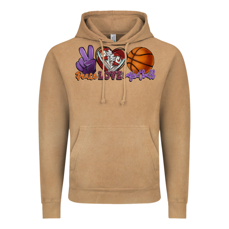 Peace Love Basketball Vintage Hoodie by HowdyJamesFarm | Teevron