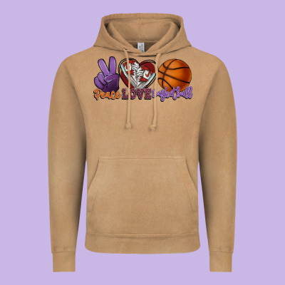 Peace Love Basketball Vintage Hoodie Designed By Howdyjamesfarm