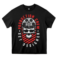 Black Production Crew Set Designer Movie Film Halloween Skull Heavy Core Tee - minhPixels