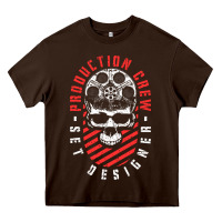 Chocolate Brown Production Crew Set Designer Movie Film Halloween Skull Heavy Core Tee - minhPixels