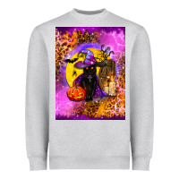 Heather Grey witchy cat Heavyweight Sweatshirt - BundleAndBundleShop