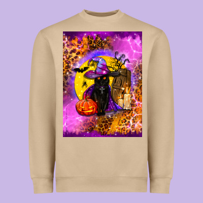 Witchy Cat Heavyweight Sweatshirt Designed By Bundleandbundleshop