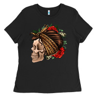 Black leopard bandana and roses skull Ladies Tee - Jasminsmagicworld