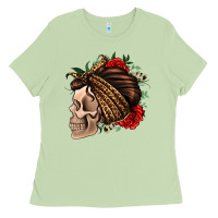 Matcha leopard bandana and roses skull Ladies Tee - Jasminsmagicworld
