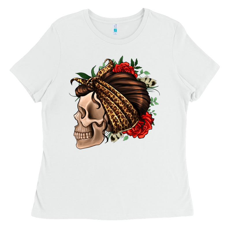 Leopard Bandana And Roses Skull Ladies Tee by Jasminsmagicworld | Teevron