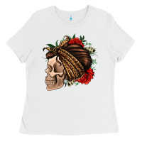 White leopard bandana and roses skull Ladies Tee - Jasminsmagicworld