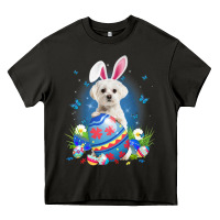 Bunny Maltese With Egg Basket Easter Flower Hunting Egg Heavy Core Tee | Teevron