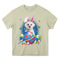 Mossy Bunny Maltese With Egg Basket Easter Flower Hunting Egg Heavy Core Tee - minhPixels