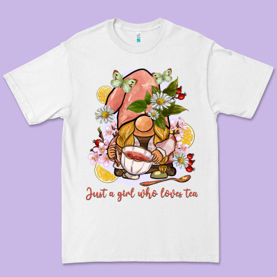 Just A Girl Who Loves Tea Gnome Premium Tee Designed By Barkaloodesign