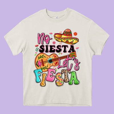 No Siesta Let's Fiesta Heavy Core Tee Designed By Lillyallendesigns