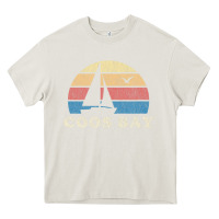 Cream Coos Bay Or Vintage Sailboat 70S Throwback Sunset Heavy Core Tee - minhPixels