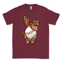 Burgundy Baseball Easter Bunny Classic Tee - NancyCooperArtShop