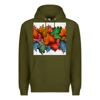 Army Green autumn  leaves seamless pattern Premium Hoodie - BundleAndBundleShop