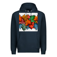 Navy autumn  leaves seamless pattern Premium Hoodie - BundleAndBundleShop