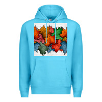 Ocean Blue autumn  leaves seamless pattern Premium Hoodie - BundleAndBundleShop