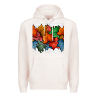 Pale Pink autumn  leaves seamless pattern Premium Hoodie - BundleAndBundleShop