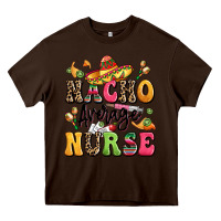 Chocolate Brown nacho average nurse Heavy Core Tee - LillyAllenDesigns