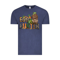 Vintage Denim Egg hunter with rabbit Easter Day Vintage Tee - HowdyJamesFarm