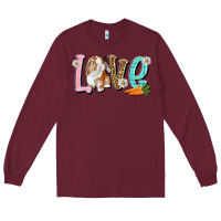 Burgundy Love Easter Rabbit Easter Day Long Sleeve Tee - HowdyJamesFarm