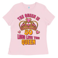 Bubblegum Pink the queen is 50 long live the queen Ladies Tee - Jasminsmagicworld