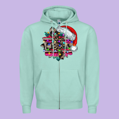 Serape And Leopard Christmas Zipper Hoodie Designed By Cowhidedigitalart