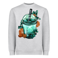 Heather Grey Winter Bobba Cup Heavyweight Sweatshirt - FaDigitalArtStudio