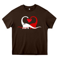 Chocolate Brown funny hearts love dinosaur valentine s day gift boys girls Heavy Core Tee - minhPixels