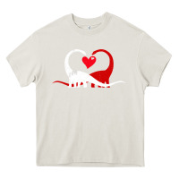 Cream funny hearts love dinosaur valentine s day gift boys girls Heavy Core Tee - minhPixels