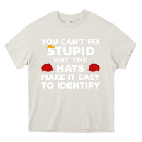 Cream You Can'T Fix Stupid But The Hats Make It Easy To Identify Heavy Core Tee - minhPixels