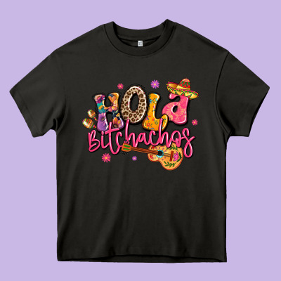 Hola Bitchachos Mexico Cinco De Mayo Heavy Core Tee Designed By Lillyallendesigns