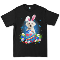 Black Bunny Maltese With Egg Basket Easter Flower Hunting Egg Premium Tee - minhPixels