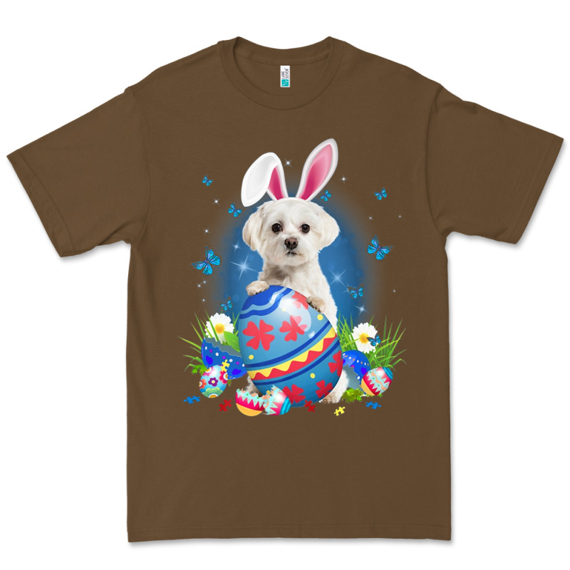 Bunny Maltese With Egg Basket Easter Flower Hunting Egg Premium Tee by minhPixels | Teevron