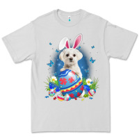 Dove Grey Bunny Maltese With Egg Basket Easter Flower Hunting Egg Premium Tee - minhPixels