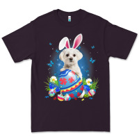Plum Bunny Maltese With Egg Basket Easter Flower Hunting Egg Premium Tee - minhPixels