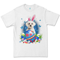 White Bunny Maltese With Egg Basket Easter Flower Hunting Egg Premium Tee - minhPixels