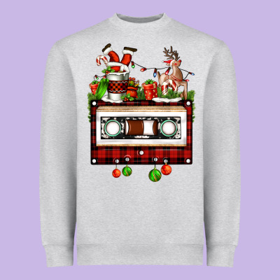 Christmas Cassette Heavyweight Sweatshirt Designed By Fadigitalartstudio