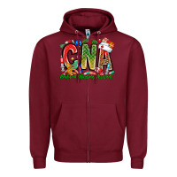 Burgundy Christmas CNA Zipper Hoodie - CowhideDigitalArt