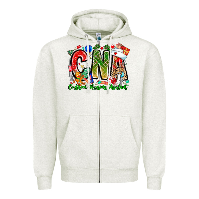 Christmas Cna Zipper Hoodie by CowhideDigitalArt | Teevron