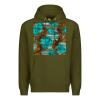 Army Green turquoise serape leopard seamless pattern Premium Hoodie - BundleAndBundleShop
