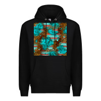 Black turquoise serape leopard seamless pattern Premium Hoodie - BundleAndBundleShop