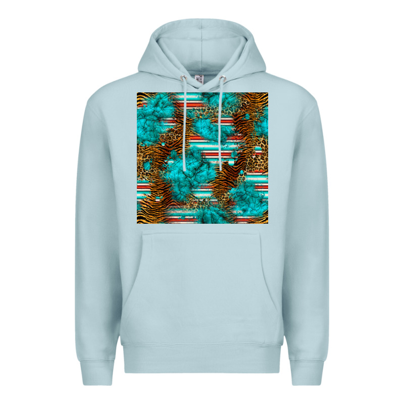 Turquoise Serape Leopard Seamless Pattern Premium Hoodie by BundleAndBundleShop | Teevron