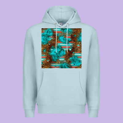 Turquoise Serape Leopard Seamless Pattern Premium Hoodie Designed By Bundleandbundleshop