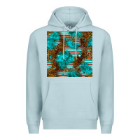 Blue Mist turquoise serape leopard seamless pattern Premium Hoodie - BundleAndBundleShop