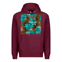 Burgundy turquoise serape leopard seamless pattern Premium Hoodie - BundleAndBundleShop