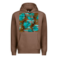 Chestnut turquoise serape leopard seamless pattern Premium Hoodie - BundleAndBundleShop