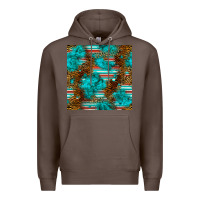 Coffee turquoise serape leopard seamless pattern Premium Hoodie - BundleAndBundleShop